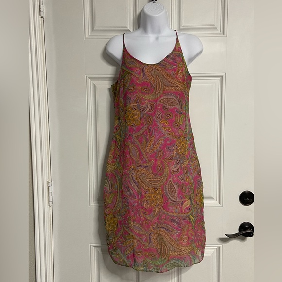 D6- JESSICA ASH Pink Paisley-Floral Spaghetti Dress - Picture 5 of 8